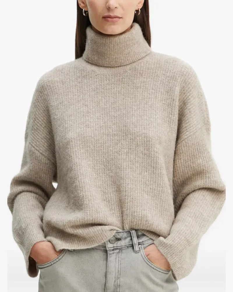 Gestuz Gerippter Rollkragenpullover - Nude Nude