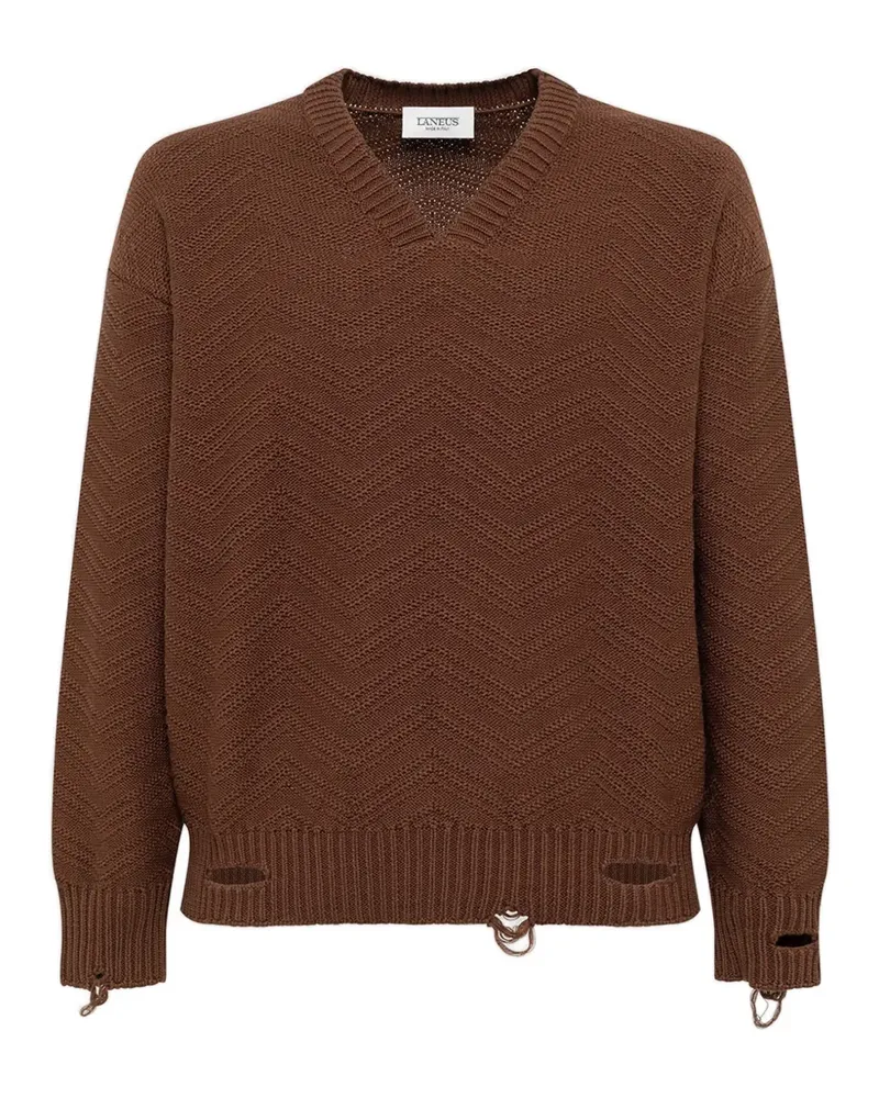 Laneus Pullover im Distressed-Look - Braun Braun