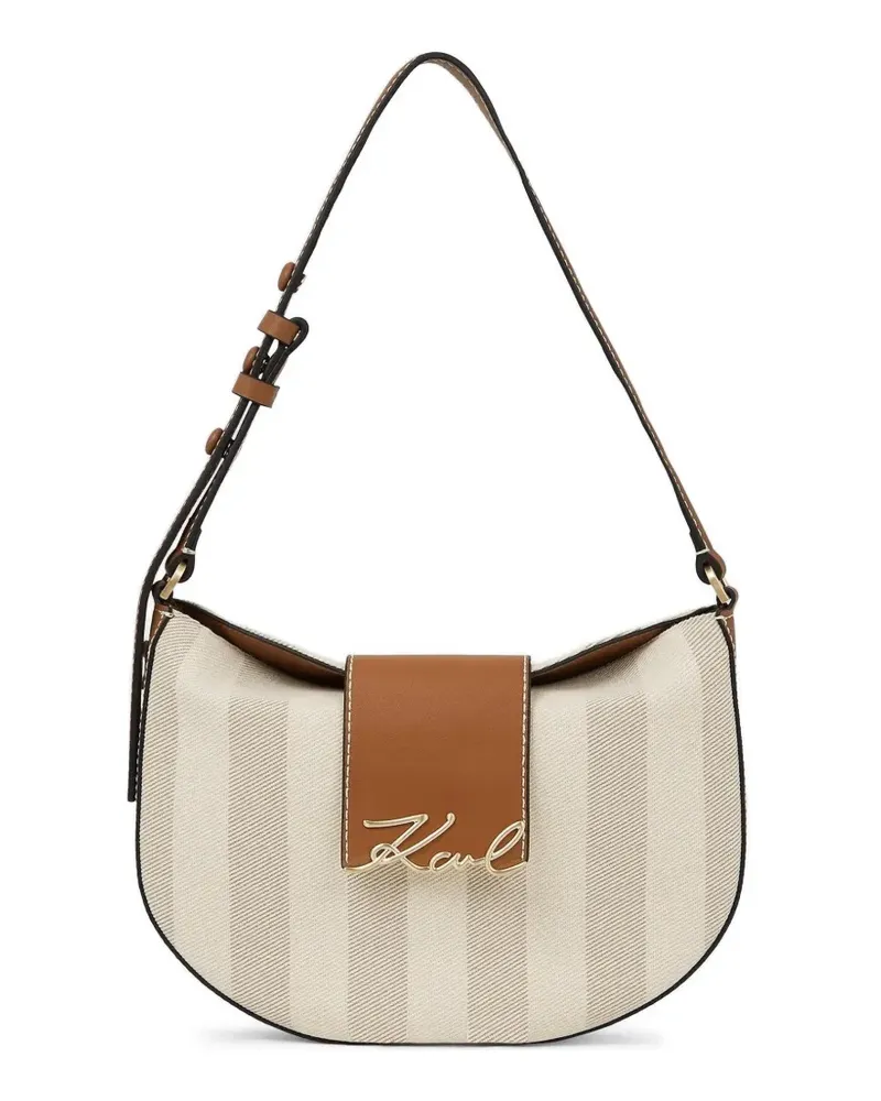 Karl Lagerfeld K/Signature striped shoulder bag - Nude Nude