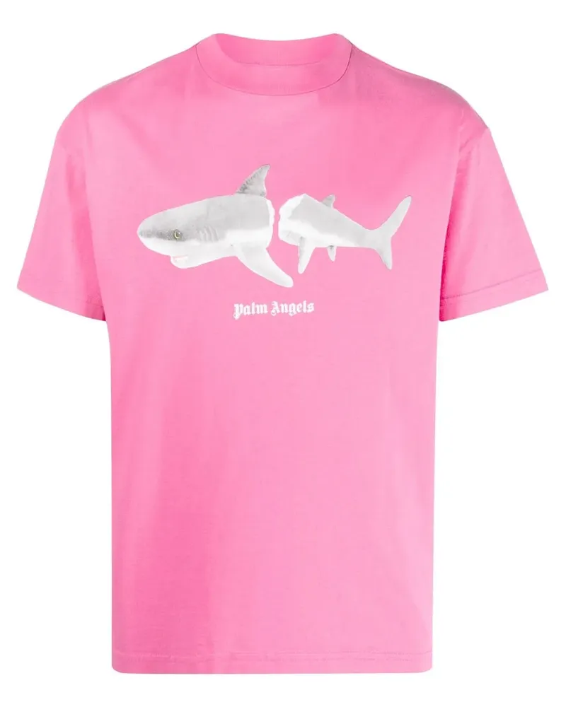 Palm Angels T-Shirt mit Hai-Print - Rosa Rosa