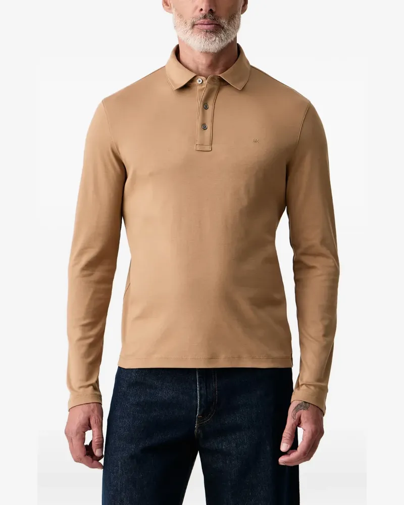 Michael Kors long-sleeved polo shirt in cotton - Nude Nude