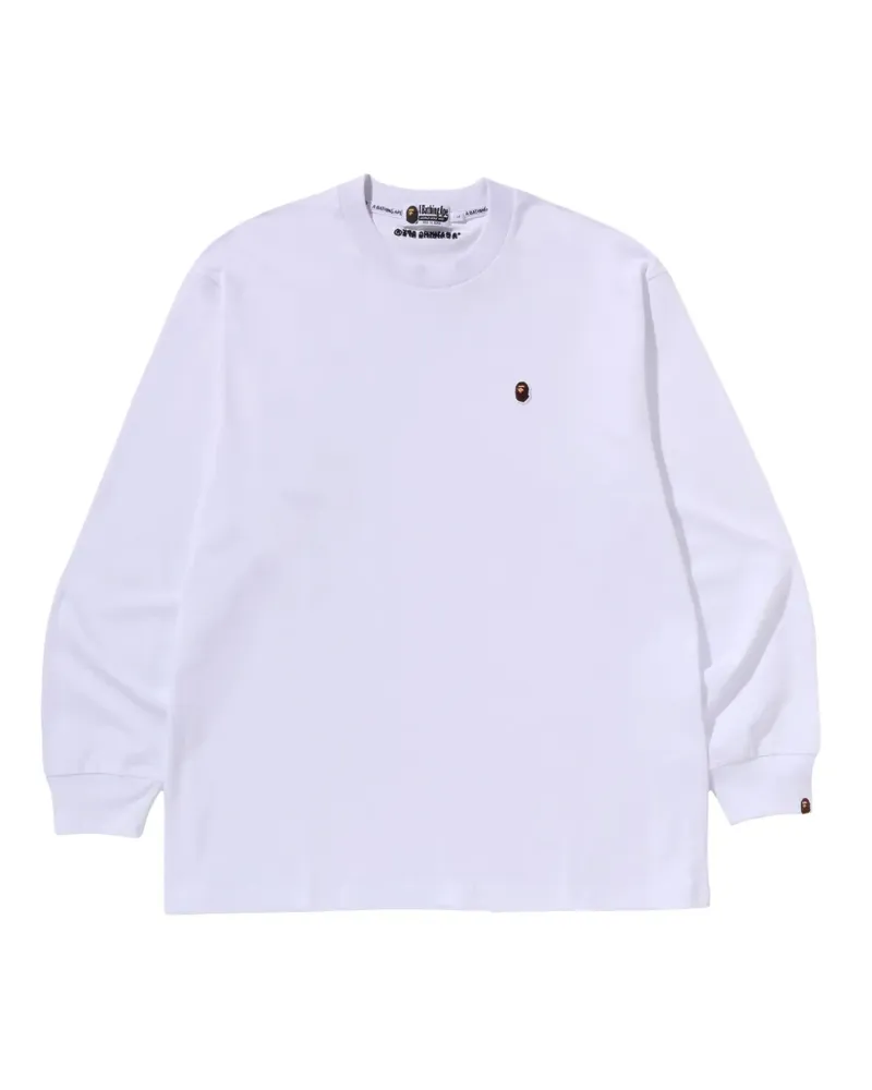 BAPE long-sleeve logo-patch T-shirt - Weiß Weiß