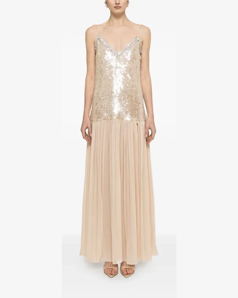 NISSA sequined backless maxi dress - Nude Nude