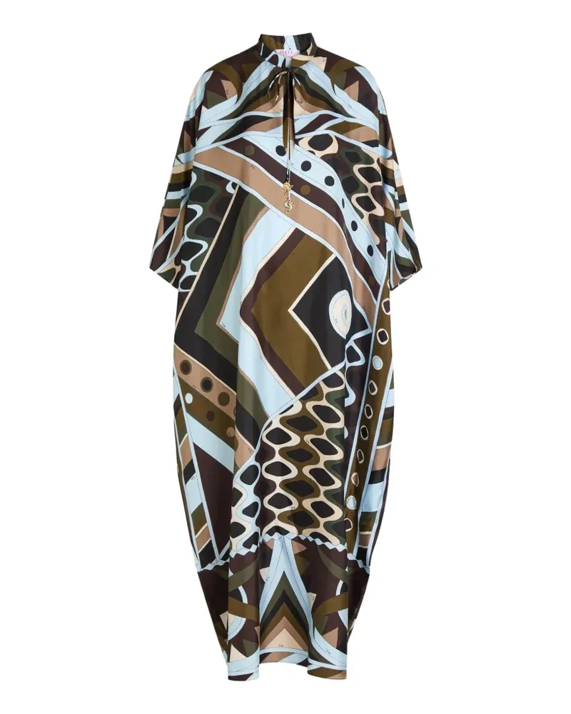 Emilio Pucci geometric-print tie-neck dress - Braun Braun
