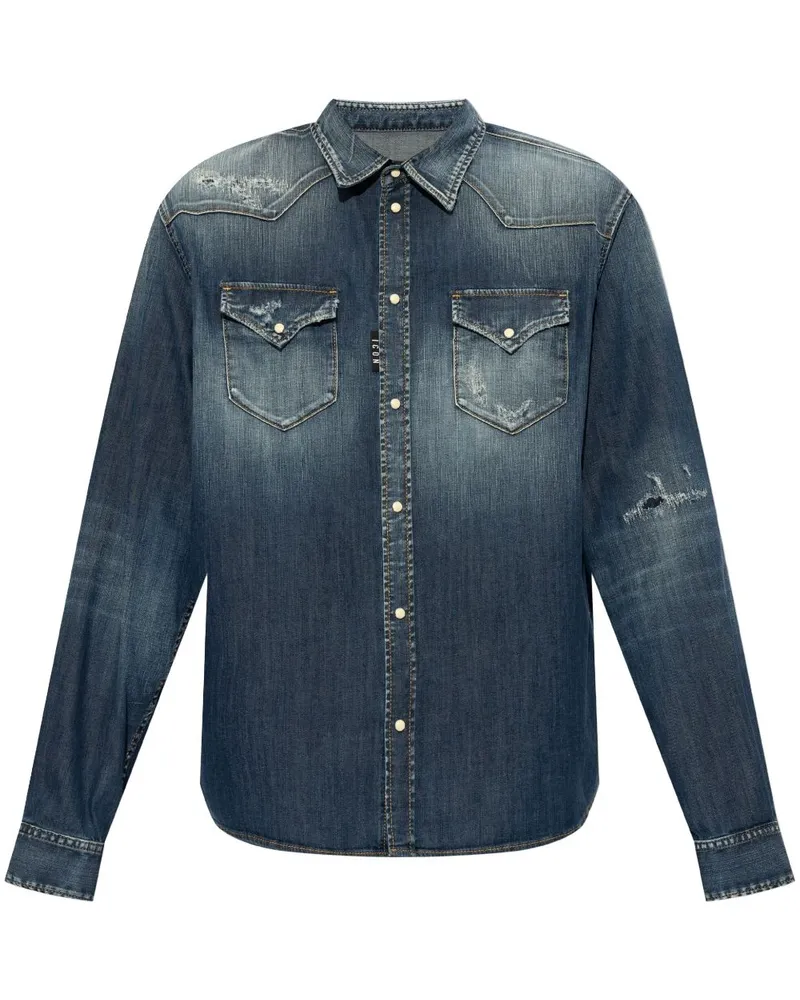 Dsquared2 Jeanshemd mit Distressed-Detail - Blau Blau