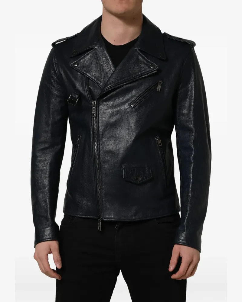 Dolce & Gabbana leather biker jacket - Schwarz Schwarz