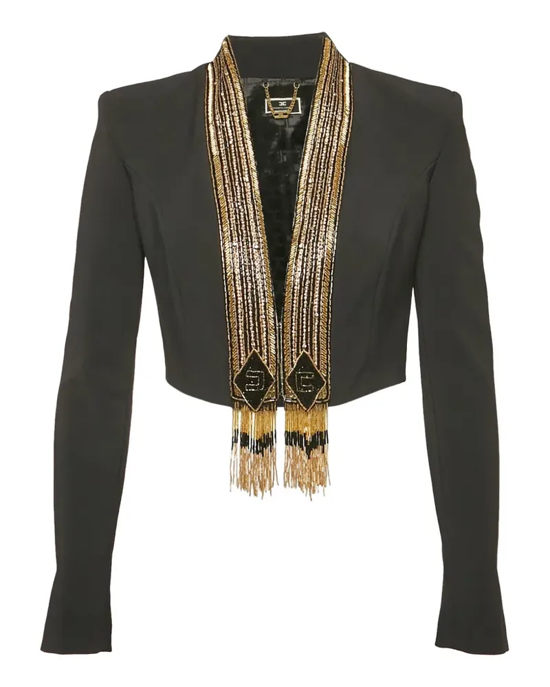 Elisabetta Franchi beaded cropped jacket - Schwarz Schwarz