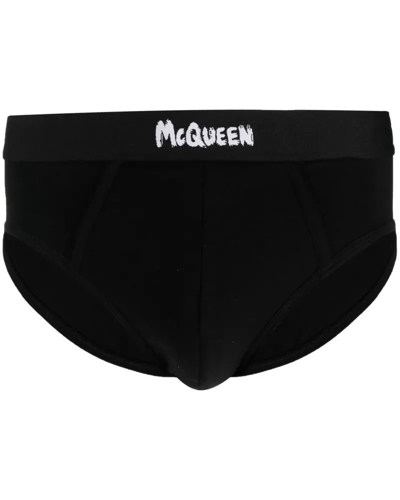 Alexander McQueen Slip mit Logo-Bund - Schwarz Schwarz