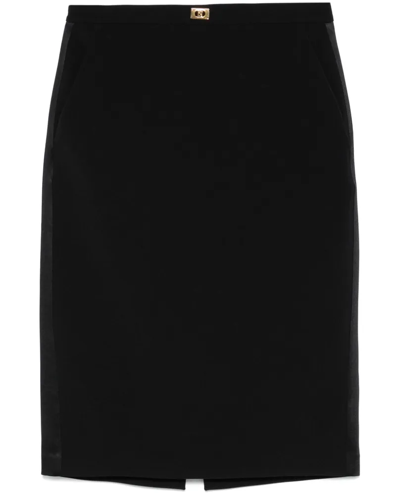 Elisabetta Franchi Krepp-Midirock mit Satinbesatz - Schwarz Schwarz