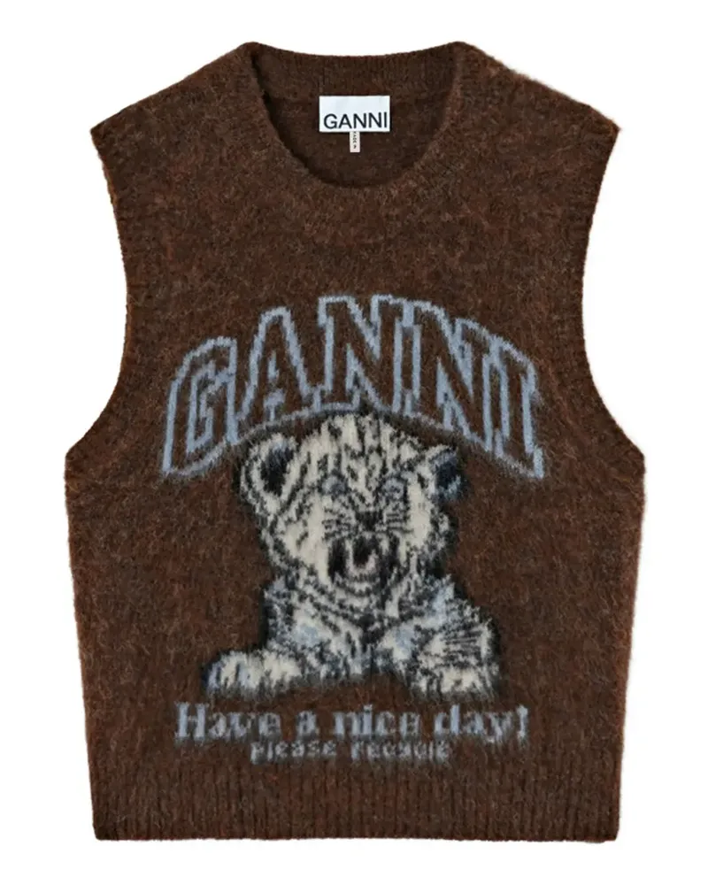 Ganni Pullunder mit Tiger - Braun Braun