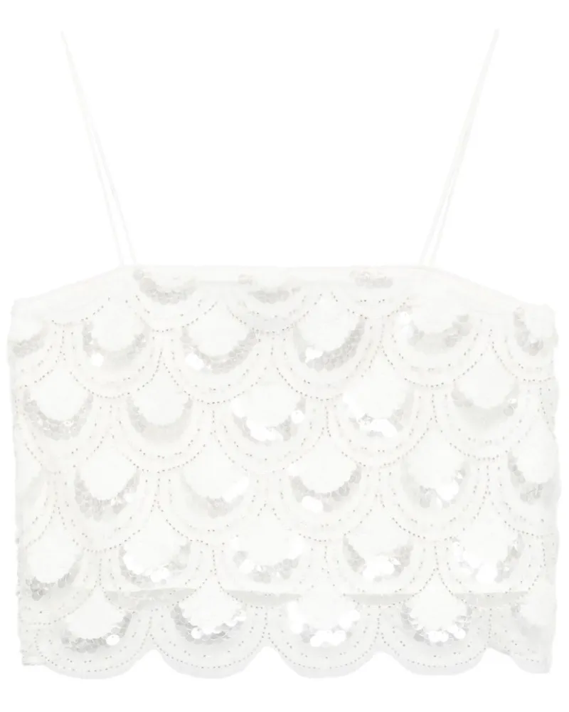 ROTATE Birger Christensen Cropped-Top mit Pailletten - Weiß Weiß