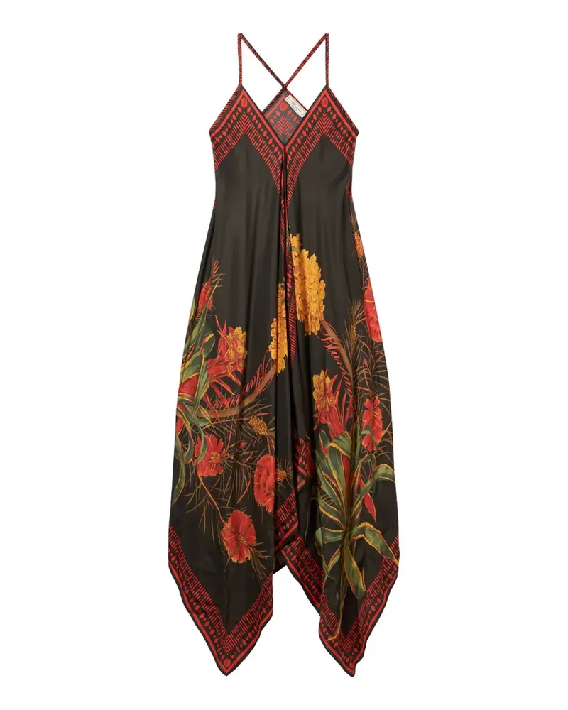 Blumarine twill floral print dress - Schwarz Schwarz