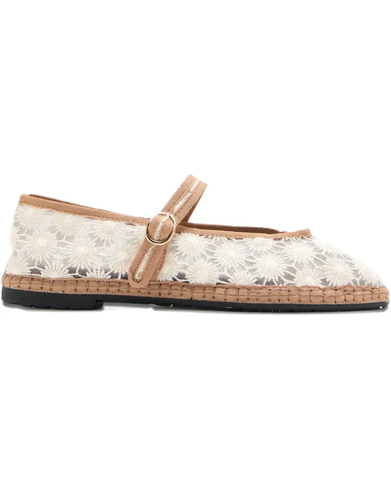 FLABELUS Pierre Sun Flower Espadrilles mit Schnalle - Weiß Weiß