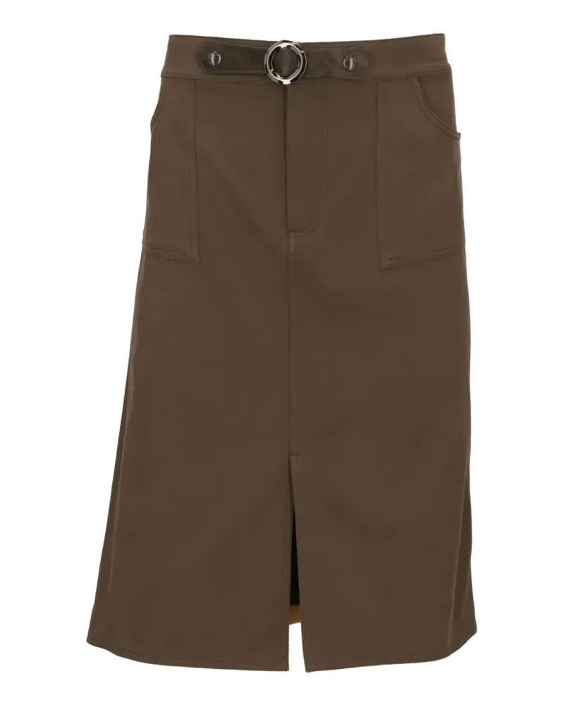Tom Ford belted-waist front-slit midi skirt - Braun Braun