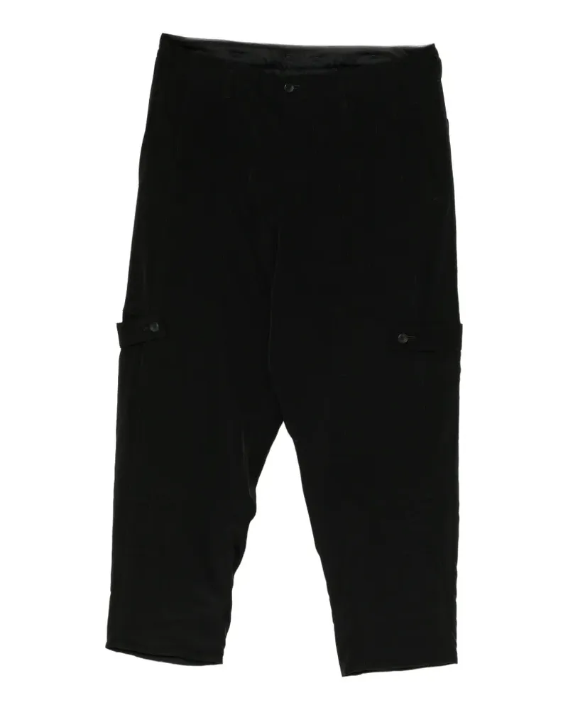 Yohji Yamamoto Wattierte Cargohose mit Lasche - Schwarz Schwarz