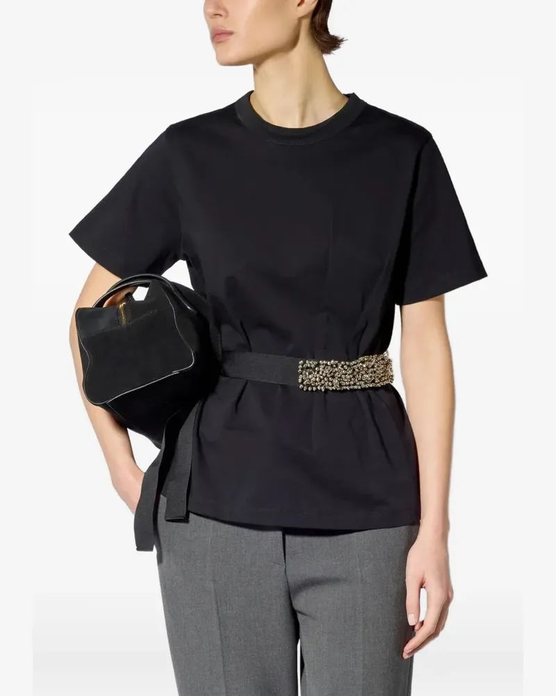 Liviana Conti Verziertes T-Shirt - Schwarz Schwarz