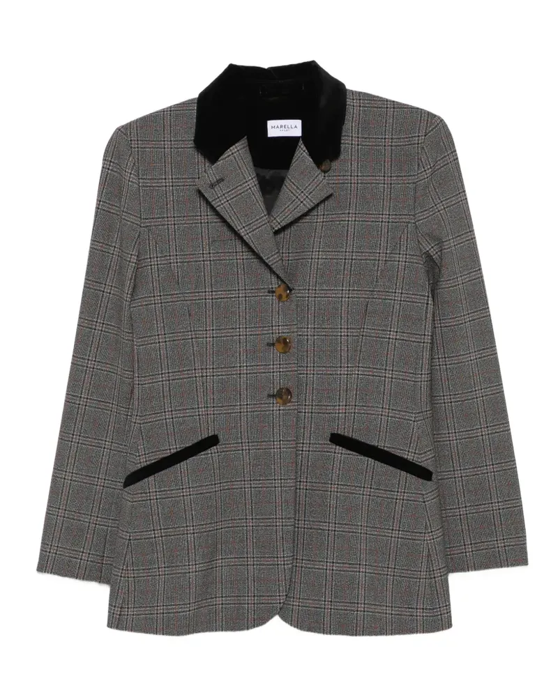 MARELLA Karierte Jacke mit Samtbesatz - Grau Grau