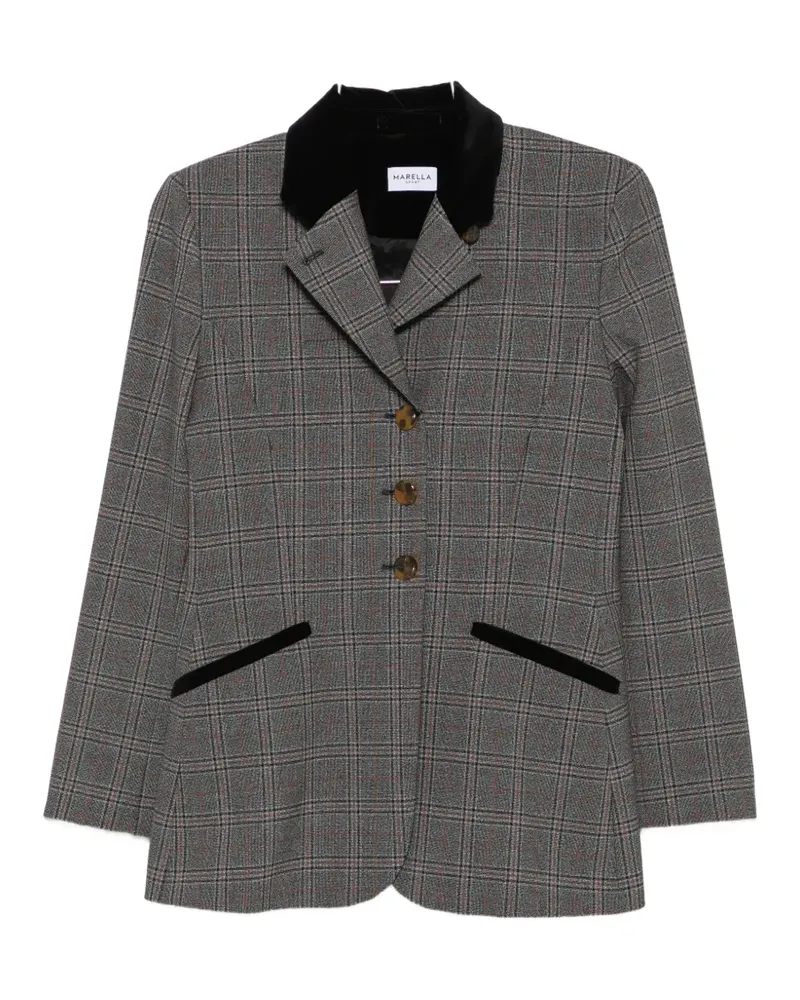 MARELLA Karierte Jacke mit Samtbesatz - Grau Grau