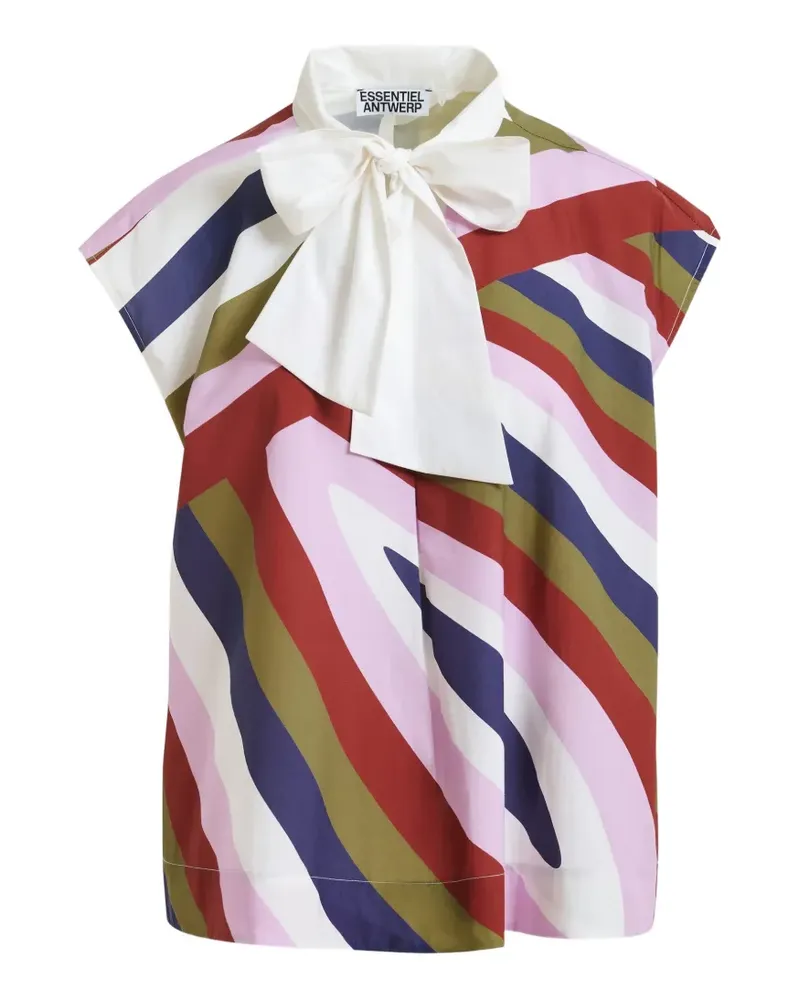 Essentiel graphic-print bow-detail blouse - Rot Rot