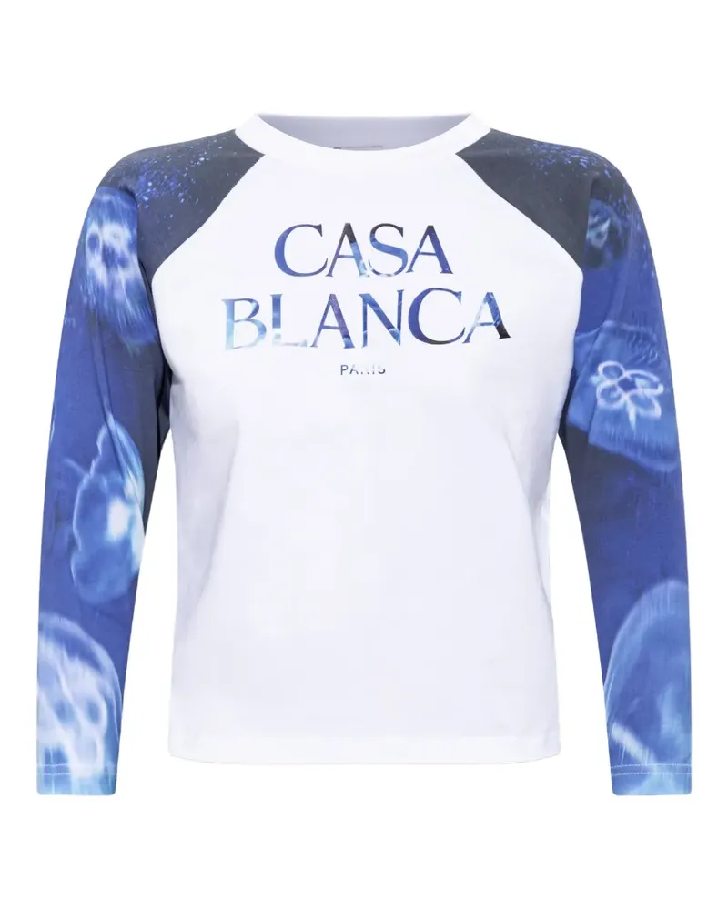 Casablanca Paris Langarmshirt mit Logo-Print - Weiß Weiß