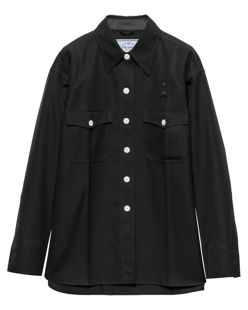 Prada Gabardine-Mantel aus Wolle - Schwarz Schwarz