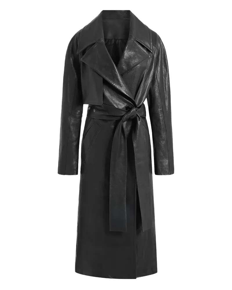 16ARLINGTON Palmi Ledermantel mit Gürtel - Schwarz Schwarz