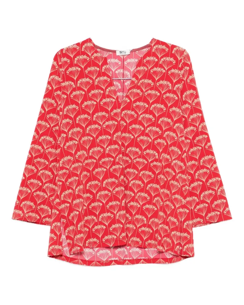 SIYU floral-print V-neck blouse - Rot Rot