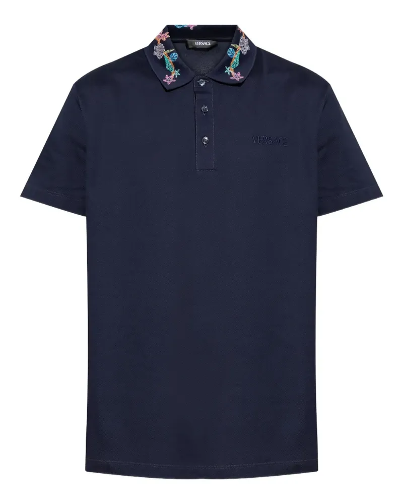 Versace Poloshirt mit Logo-Stickerei - Blau Blau