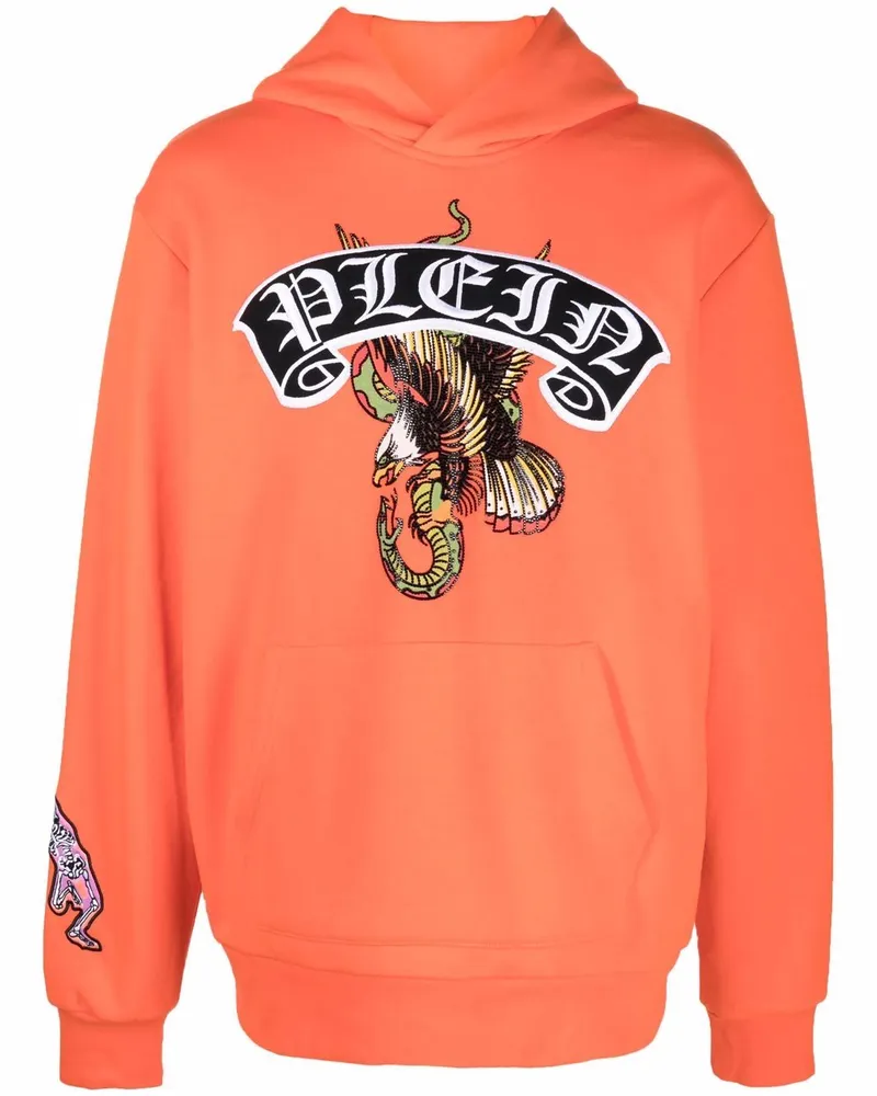 Philipp Plein Hoodie mit Logo-Stickerei - Orange Orange