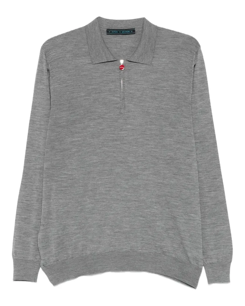 Kiton Meliertes Poloshirt - Grau Grau