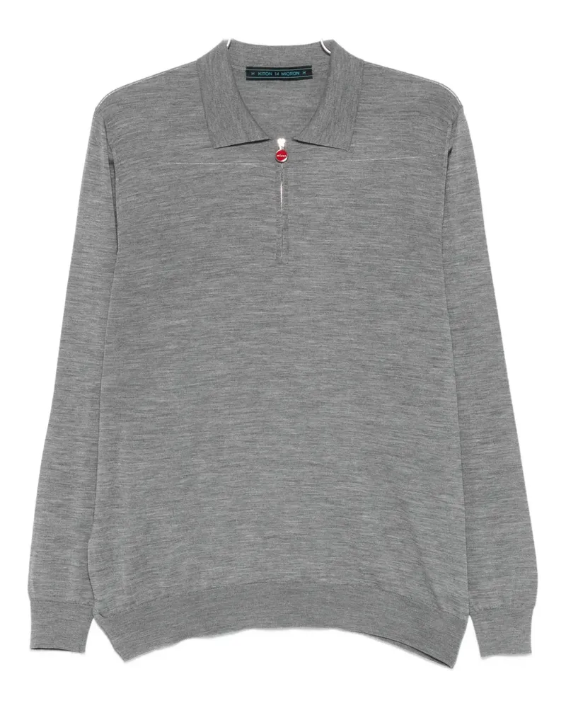 Kiton Meliertes Poloshirt - Grau Grau