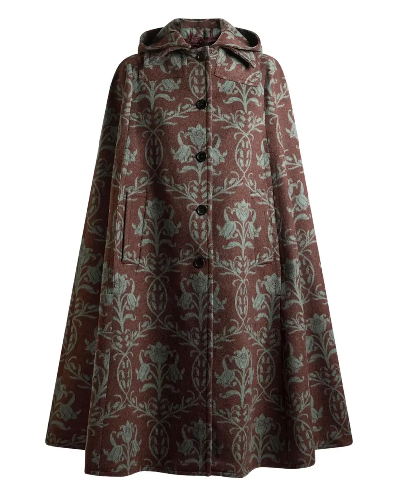 Etro Kapuzen-Cape mit Blumenmuster - Rot Rot