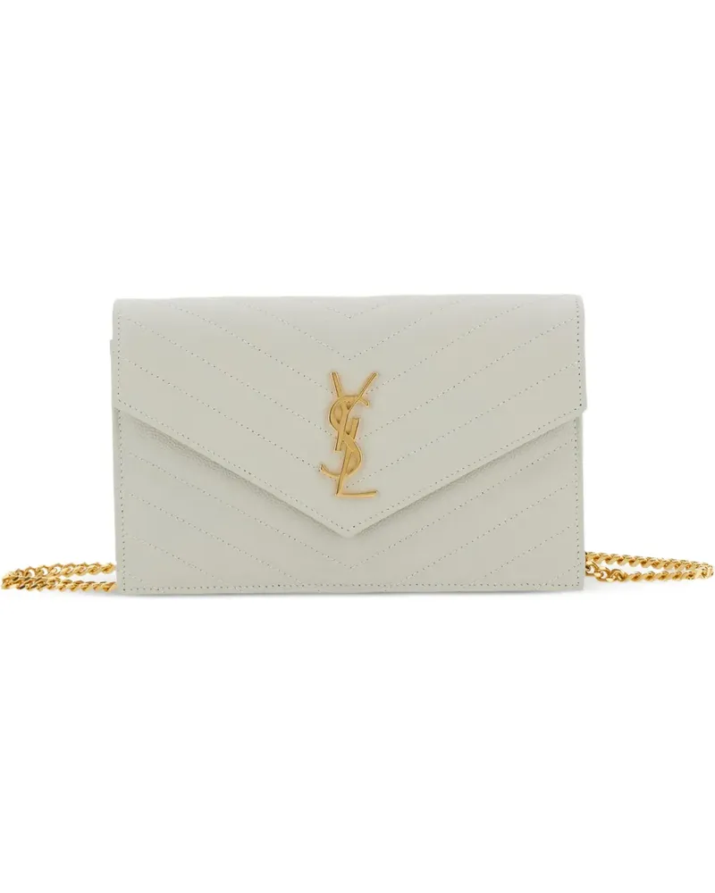 Saint Laurent Cassandre Envelope Schultertasche mit Zickzackkette - Nude Nude