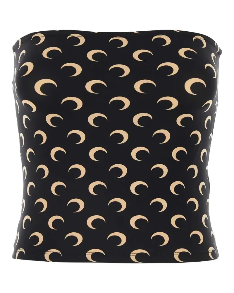 Marine Serre Moon Cropped-Bustier aus Jersey mit Print - Schwarz Schwarz