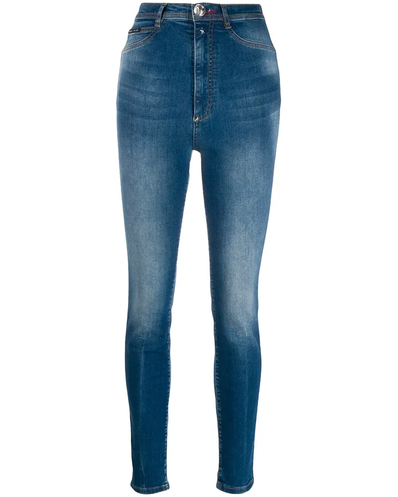 Philipp Plein Jeggings mit hohem Bund - Blau Blau