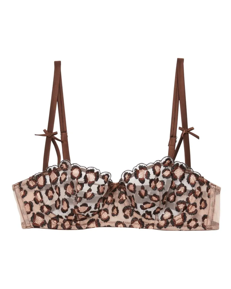 Fleur Du Mal Balconette-BH mit Leoparden-Stickerei - Braun Braun