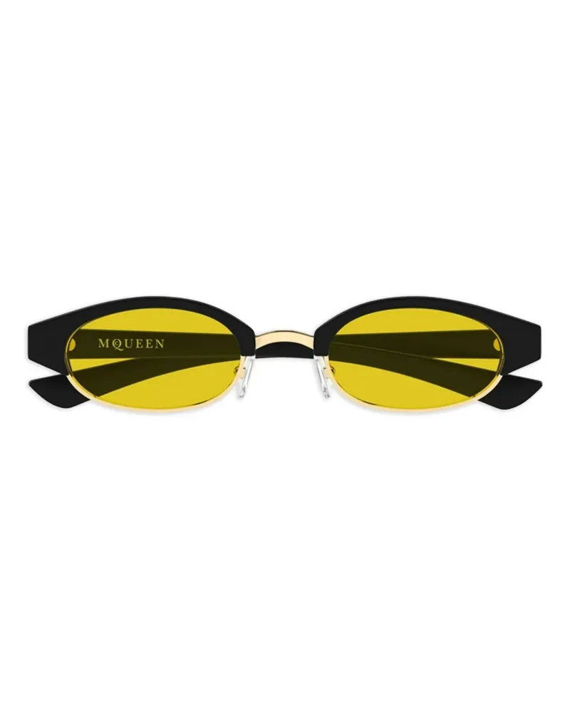 Alexander McQueen Sonnenbrille mit ovalem Gestell - Schwarz Schwarz
