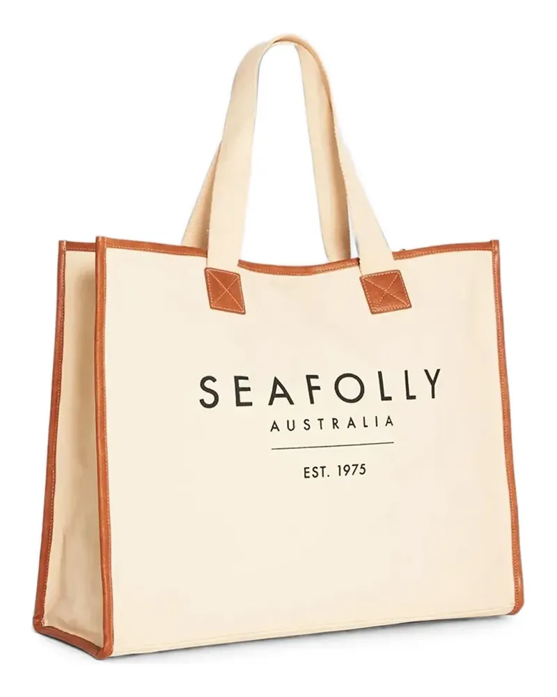 Seafolly Australia Strandtasche mit Logo-Print - Nude Nude