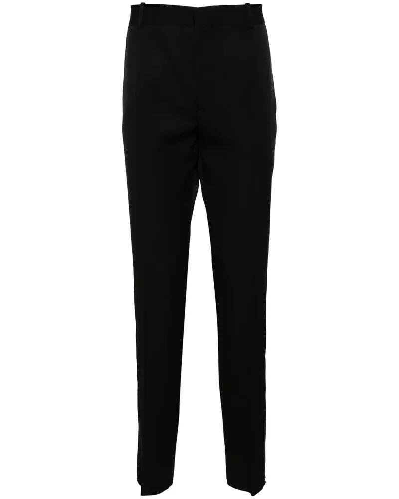 Alexander McQueen Tief sitzende Hose mit Satinbesatz - Schwarz Schwarz