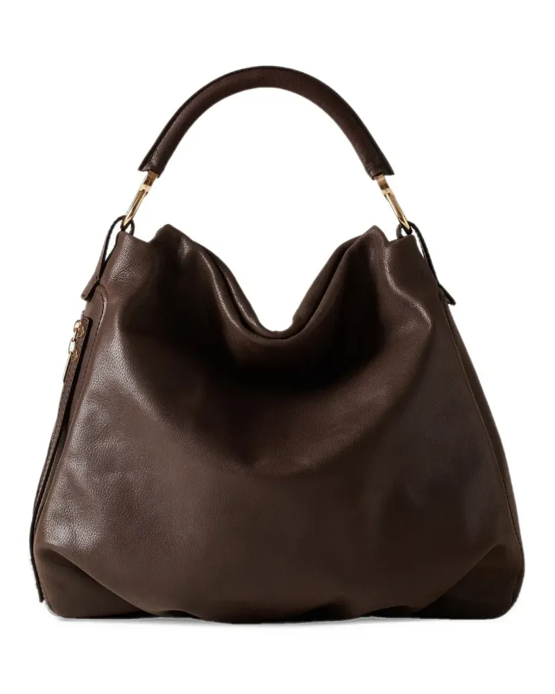 Borbonese medium Bice leather slouchy tote bag - Braun Braun