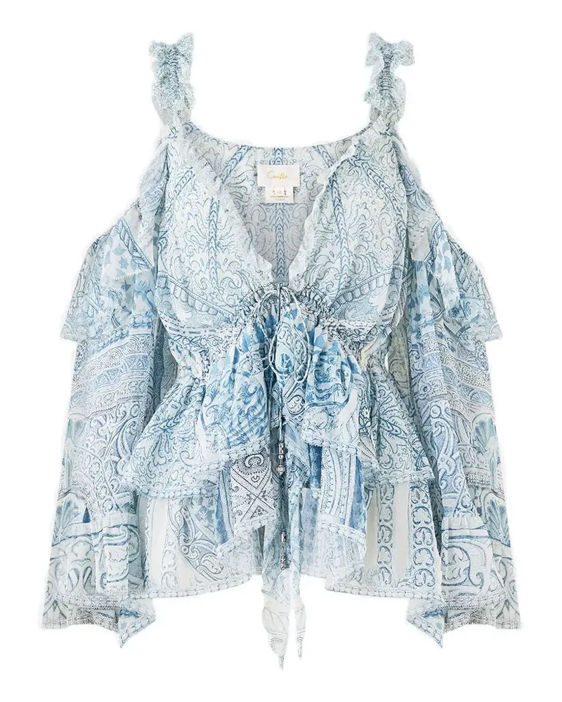 Camilla cold-shoulder ruffled blouse - Weiß Weiß