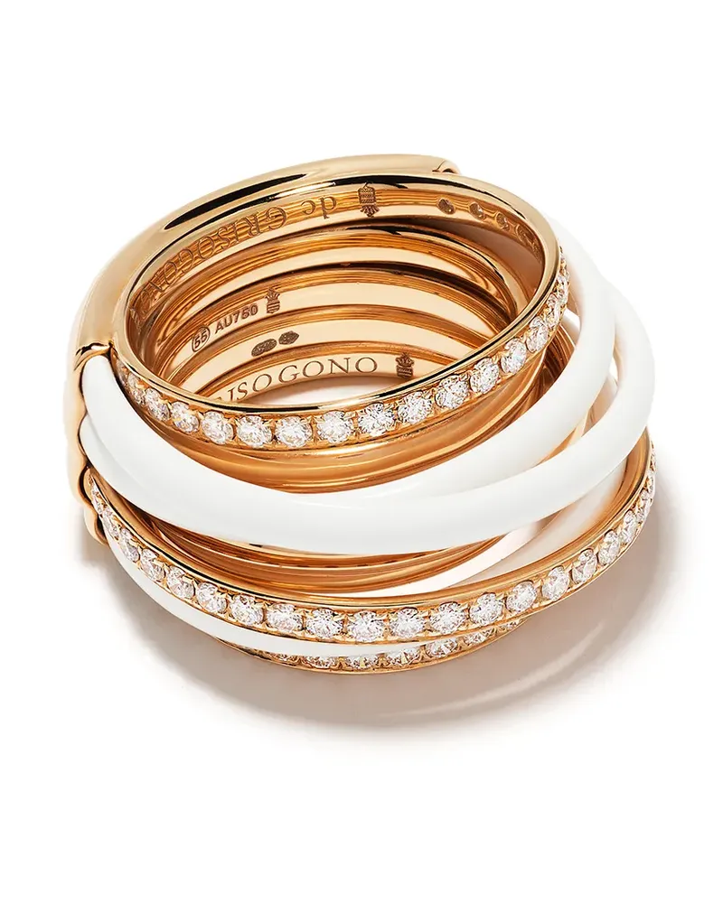 De Grisogono 18kt Rotgoldring mit Diamanten und Emaille - Rosa Rosa