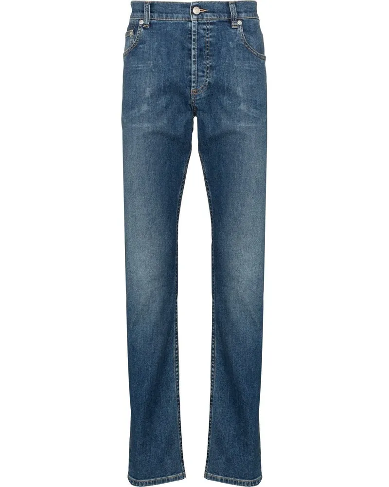 Alexander McQueen Gerade Jeans mit Logo-Stickerei - Blau Blau