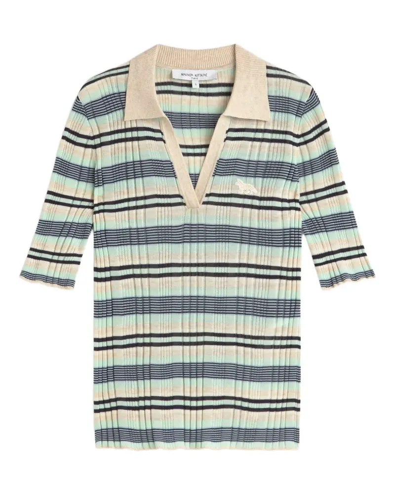 Kitsuné Fein geripptes Poloshirt - Blau Blau