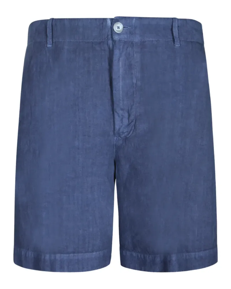 120% Lino elasticated-waistband patch-pocket shorts - Blau Blau
