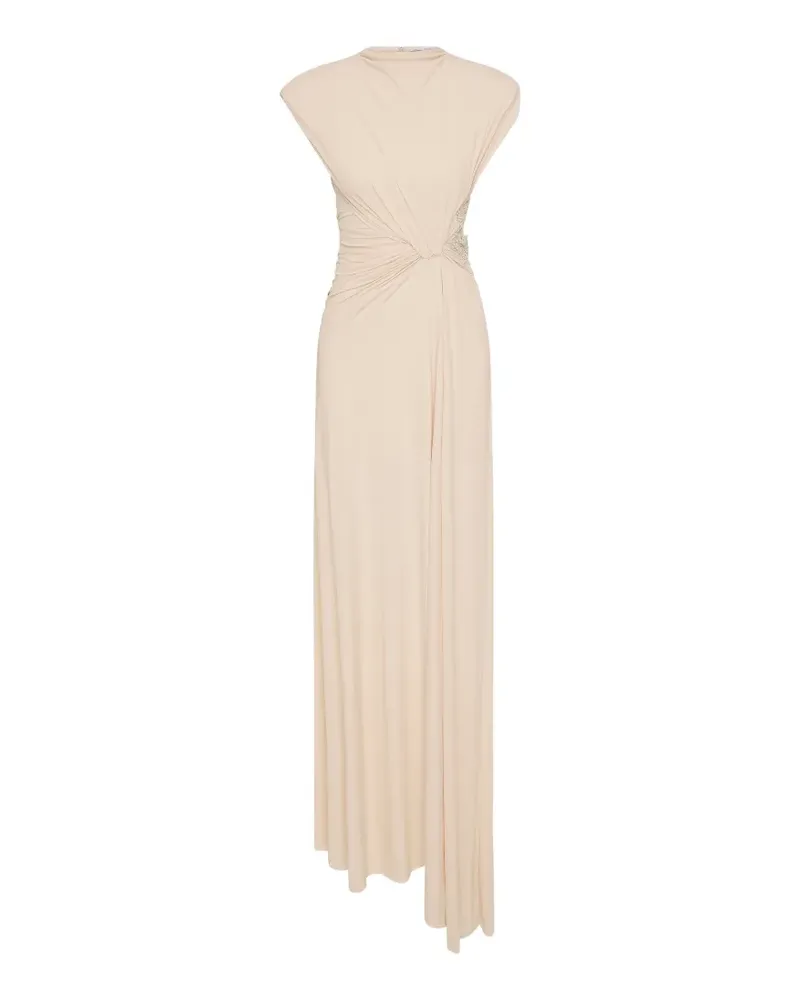 Rachel Gilbert Rico crystal-embellished gathered gown - Nude Nude