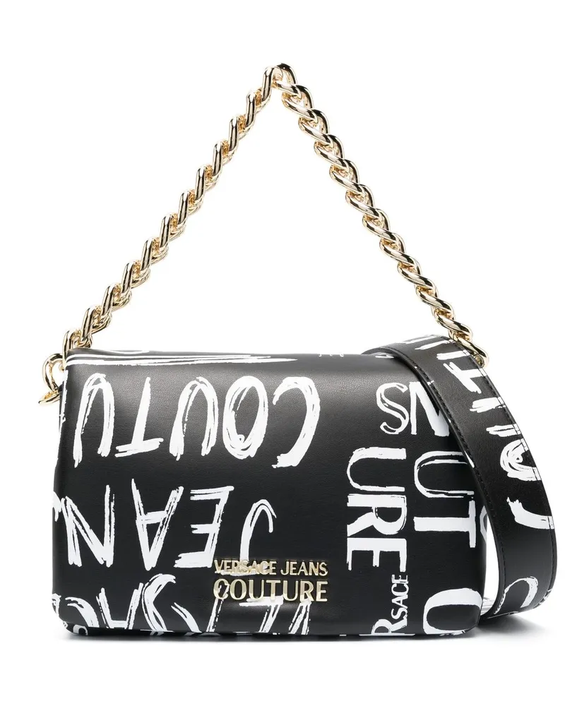 Versace Jeans Schultertasche mit Logo-Print - Schwarz Schwarz