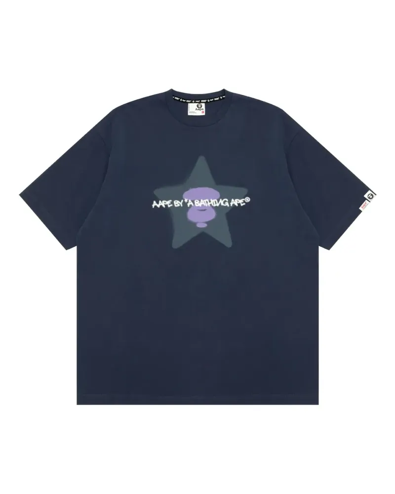BAPE AAPEUNVS T-Shirt mit Moonface-Print - Blau Blau