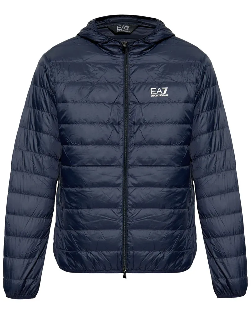 EA7 Gefütterte Jacke mit Logo-Print - Blau Blau