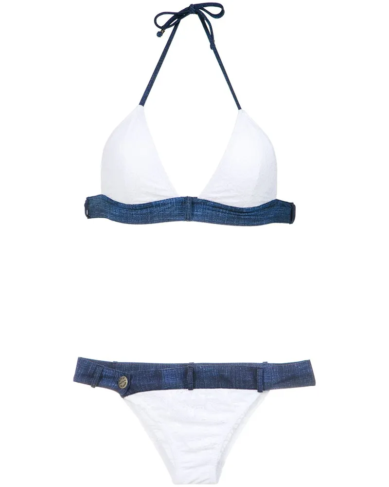 Amir Slama Bikini mit Jeanseinsätzen - Weiß Weiß